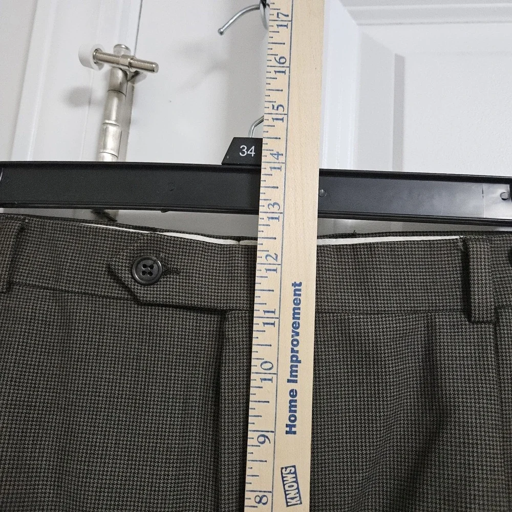 Brooks Brothers Suit Men 46L Brown 346‎ Stretch Houndstooth 2-Button Pleat 37x30